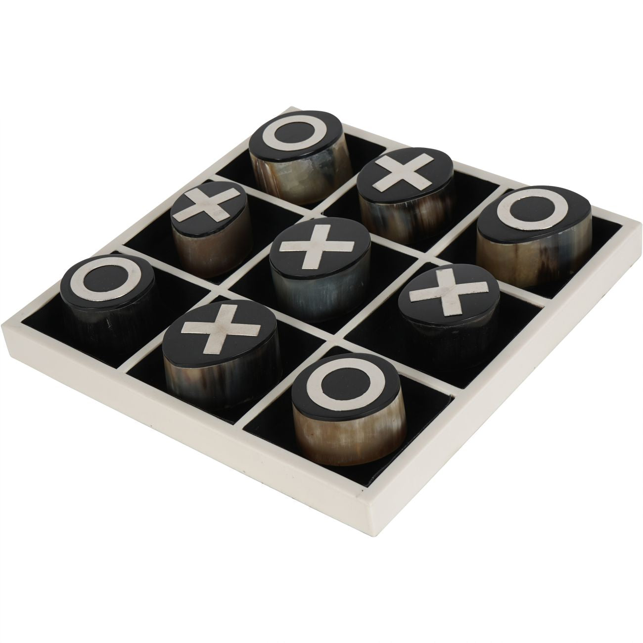 Stack Black & White Horn Noughts & Crosses Set